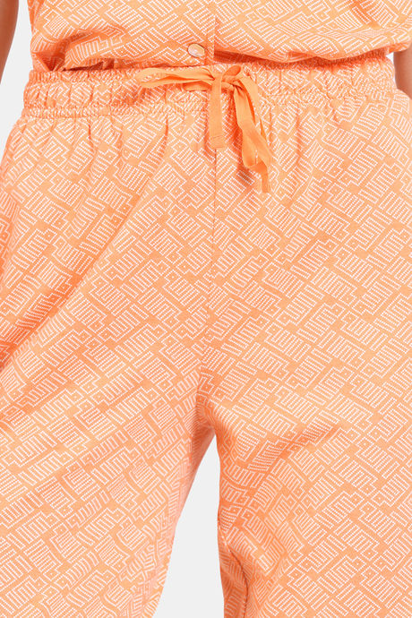 Zivame Pixel Play Knit Cotton Pyjama Set - Mock Orange — image 6